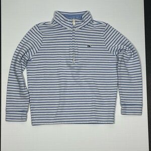 Vineyard Vines Boys' Saltwater Quarter-Zip - Blue/White Stripe - Size 7
